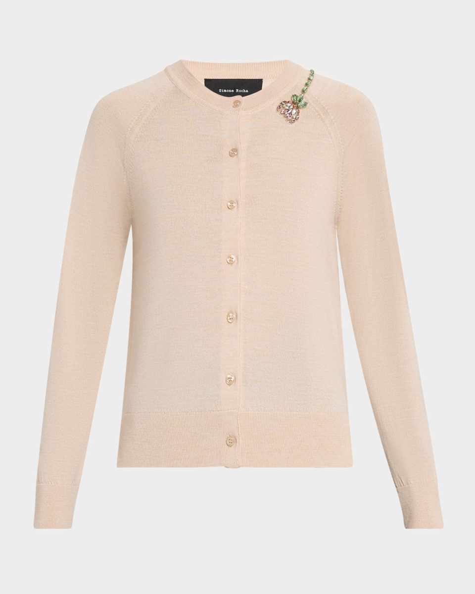 Turbo Crystal Rose Crewneck Cardigan